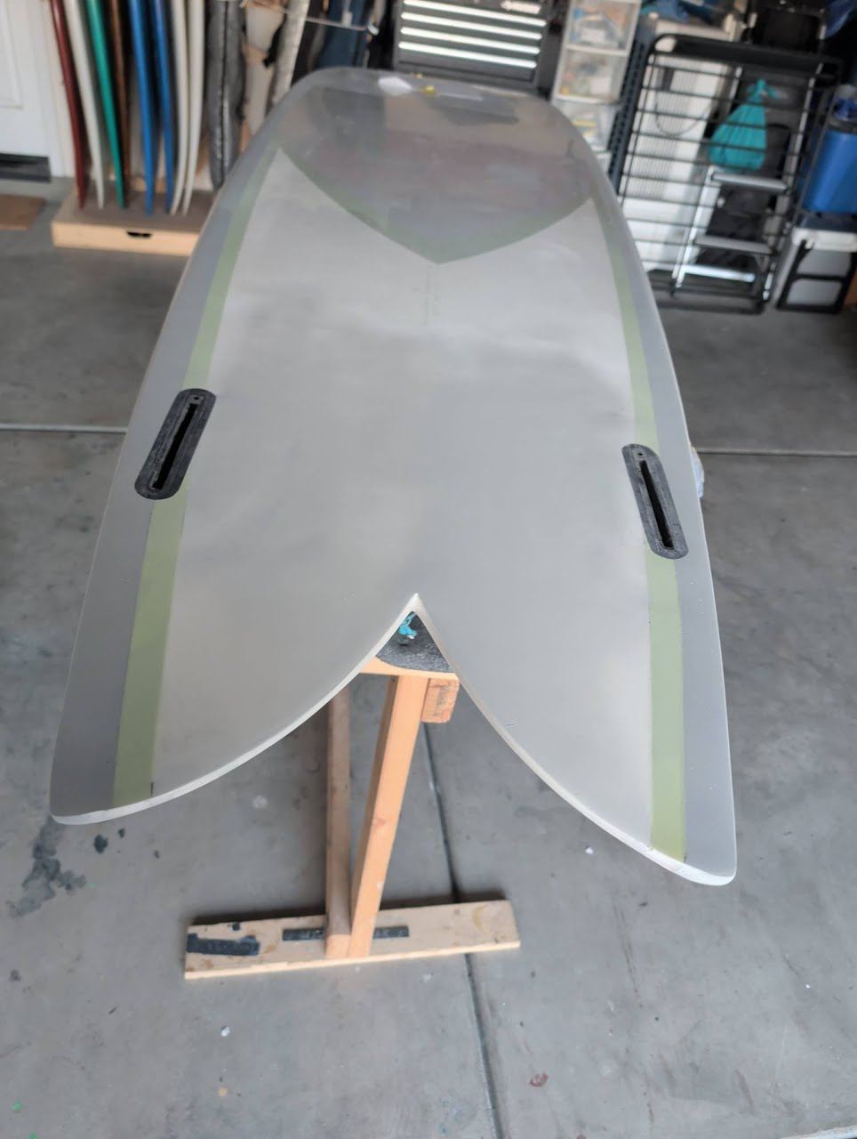 Tail sanded and repainted with the boxes in place